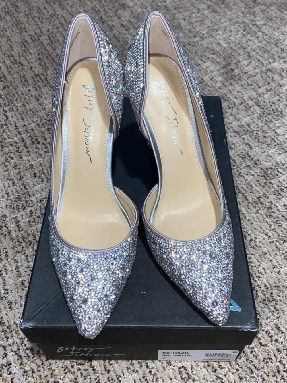 Betsey Johnson Silver Crystal D'Orsay Pointed Pump - Picture 2 of 5